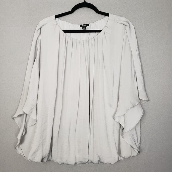 Alfani Women's 2X Oversized Dolman Sleeve Flowy Top Light Gray Lagenlook Basic - Picture 1 of 8